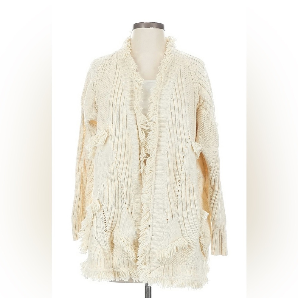 Rosie Neira for Anthropologie Cardigan Ivory S Fringe Bohemian Rima Boho